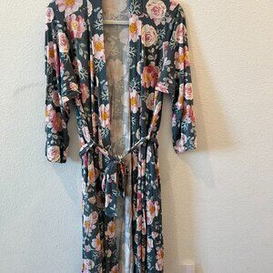Floral Womens MilkMaid Goods Maternity Nursing Robe with Pockets